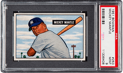 Rank 9 1951 Bowman Mickey Mantle PSA 9