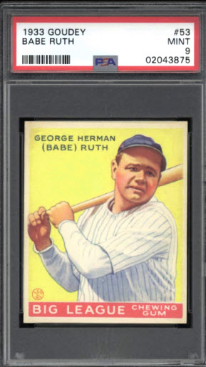 Rank 3 1933 Goudey Babe Ruth PSA 9
