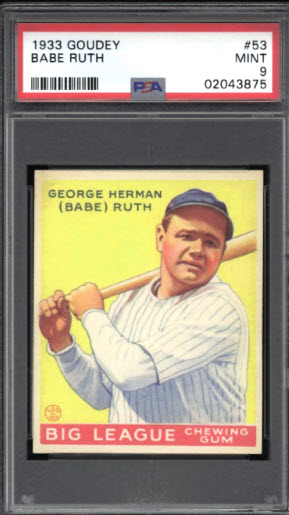 Lot Detail - 1933 Goudey #181 Babe Ruth Autographed PSA/DNA AUTO 9