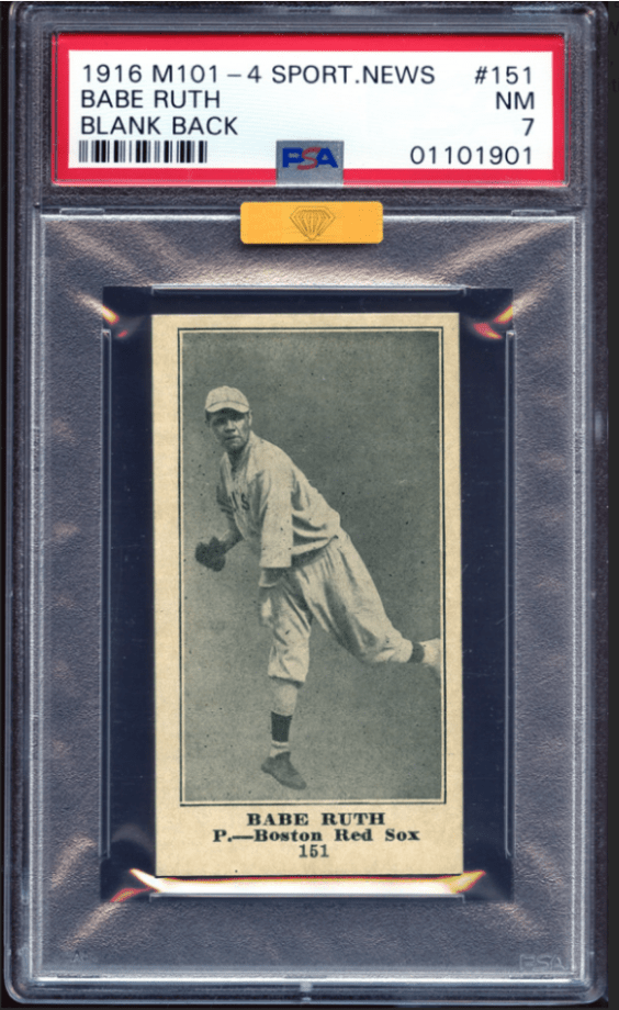 Rank 5 Babe Ruth 1916 M101-4 Sporting News #151 PSA 7